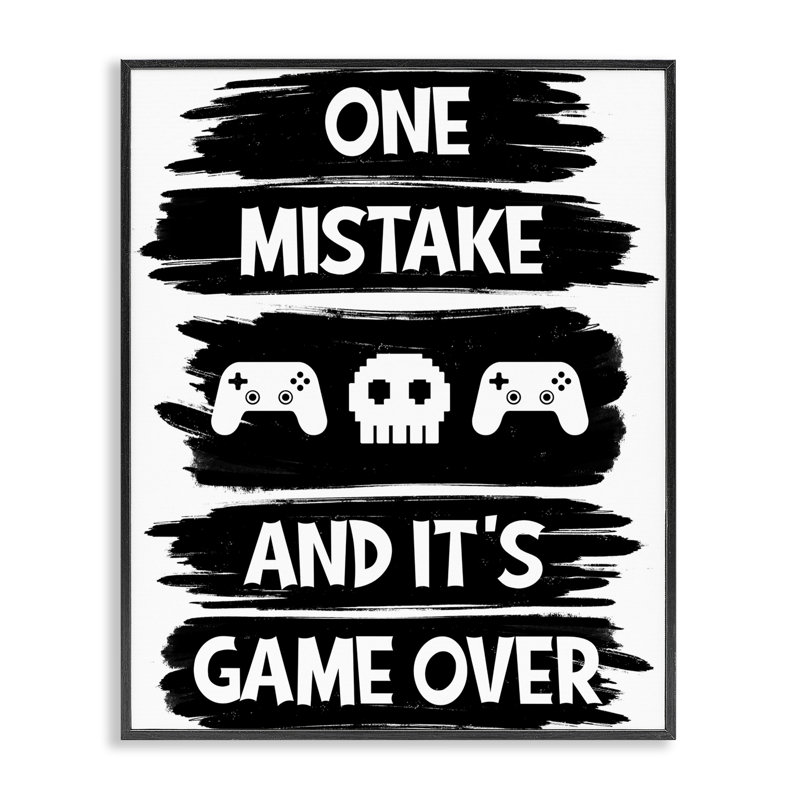 «One Mistake It's Game Over», estampe numérique, conception de Marcus Prime, H 14 po x l 11 po, Giclée encadrée noir minuit
