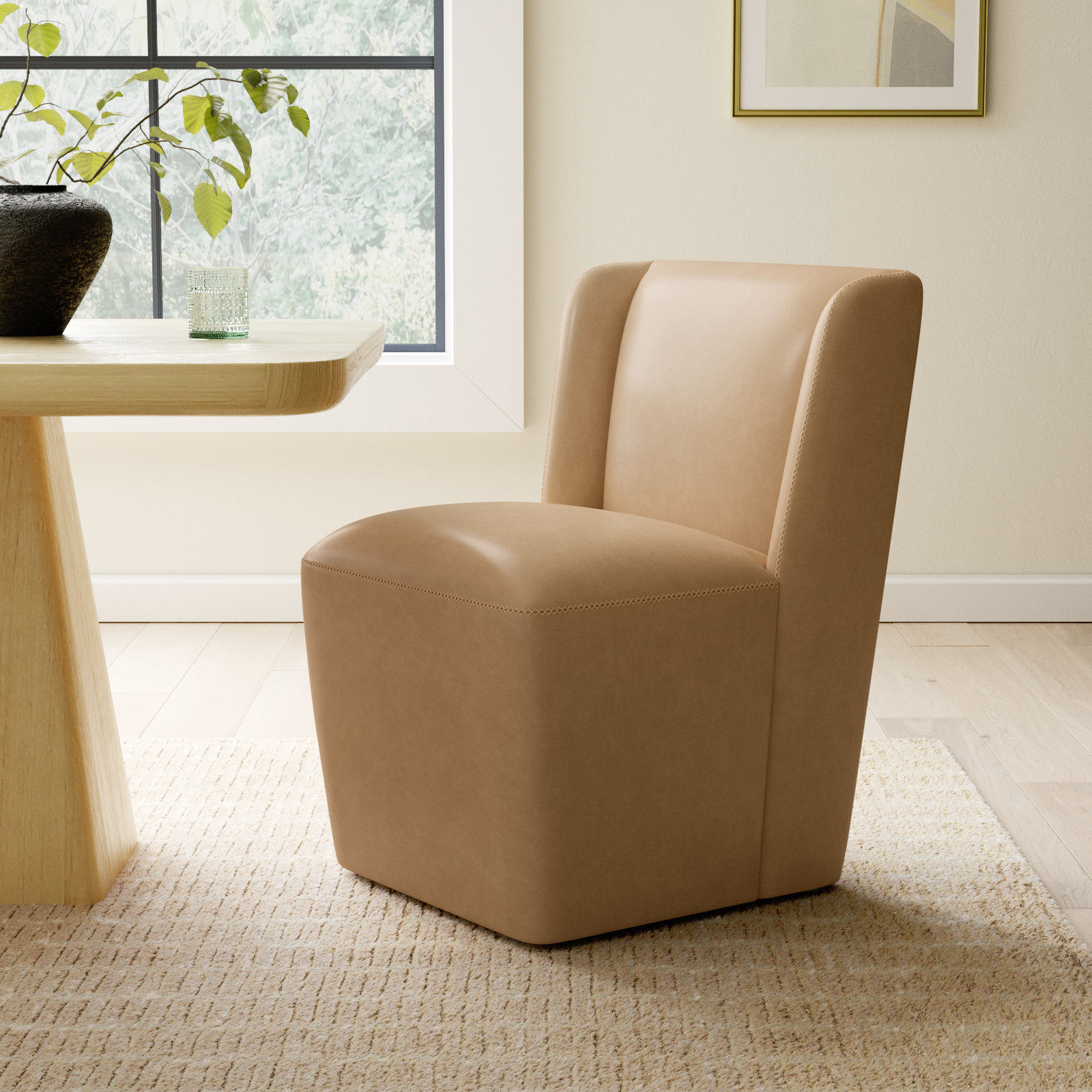 Ardeth Dining Chair, Copley Tan Faux Leather, 33" H x 23.23" W x 26" D
