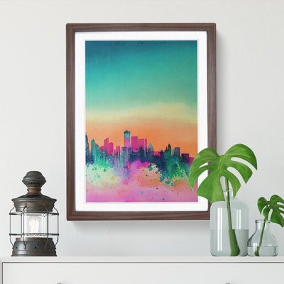 XV1022-3150X Paint Drip City Skyline No.2 Abstract 1 Piece Single Picture Frame Wall Art