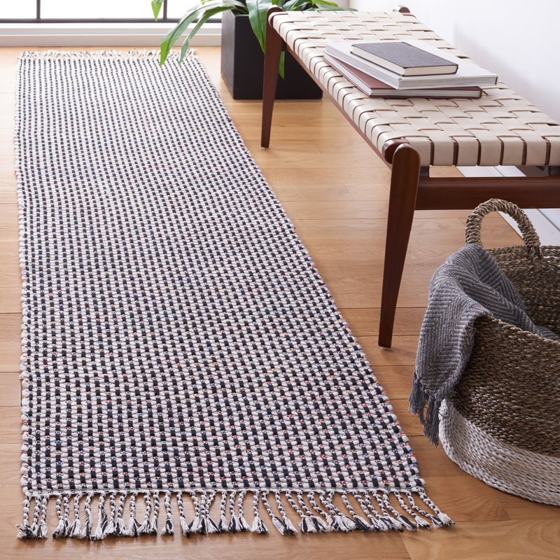 Tapis ivoire / noir Montauk 475, Tapis de couloir 2 pi 3 po x 9 pi