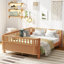 Wood Platform Bed with Rails-111912650-111912648