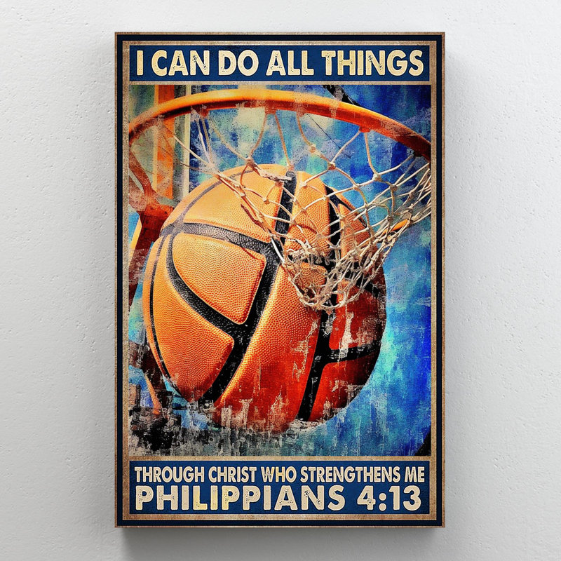 «Basketball I Can Do All Things On», impression sur toile, H 14 po x l 11 po x P 1,25 po