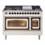 ILVE UN48FNMPEGG Nostalgie II Noblesse 48 inch Dual Fuel Range (8 Sealed Burners + Griddle, Triple Glass Door)-264993568-264993569-264993570