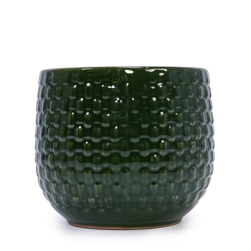 High quality ceramic flowerpot, Dark Green