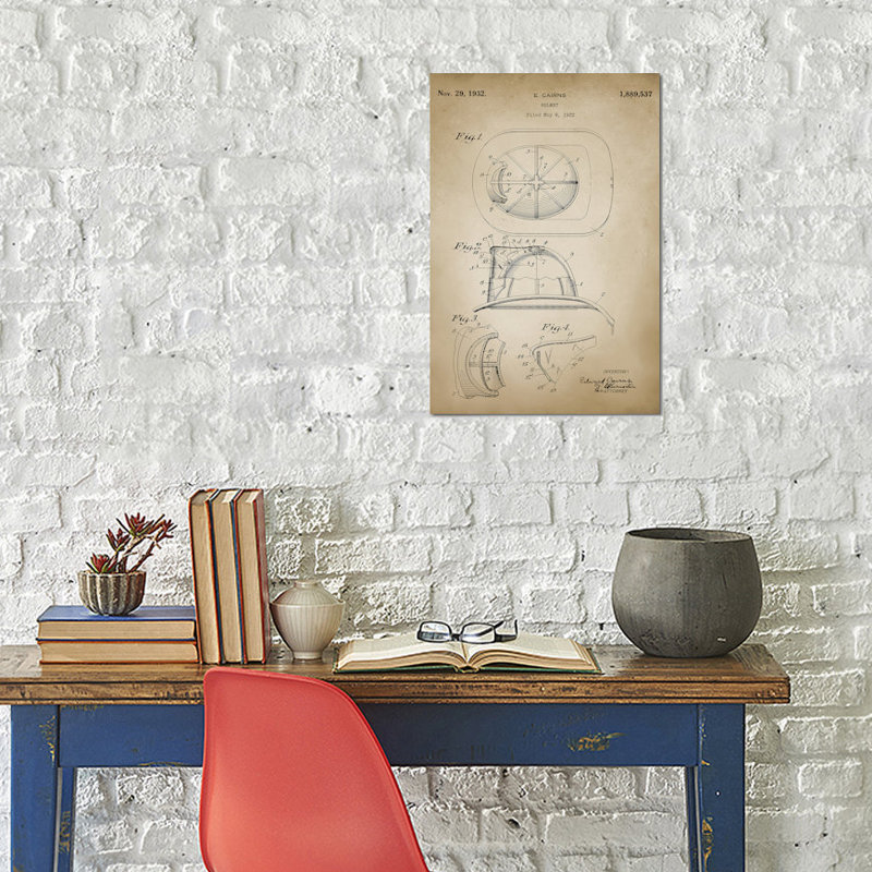 Firefight VI - Patents, impression sur toile tendue, H 40 po x l 26 po x P 1,5 po, Toile tendue, Pas de tapis