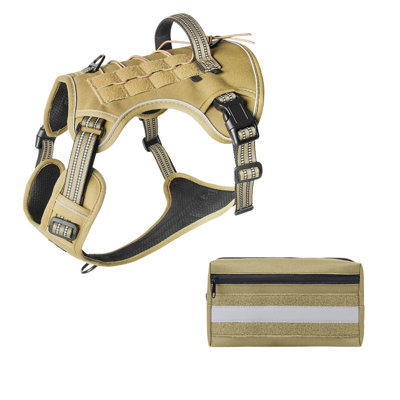 Adjustable Tactical Dog Harness with Control Handle and Detachable Utility Pouch