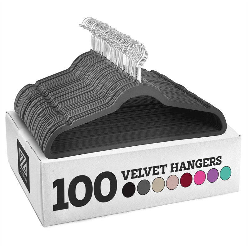Velvet Non-Slip Standard Hanger, Gray