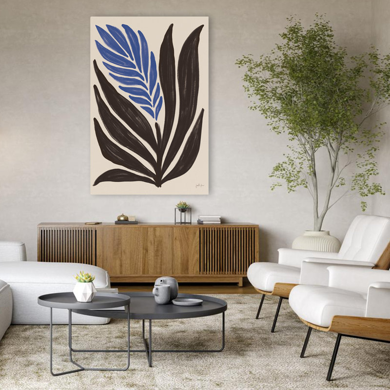 Simple fleurs II bleu - art floral crème bleu-noir, H 48 po x l 32 po