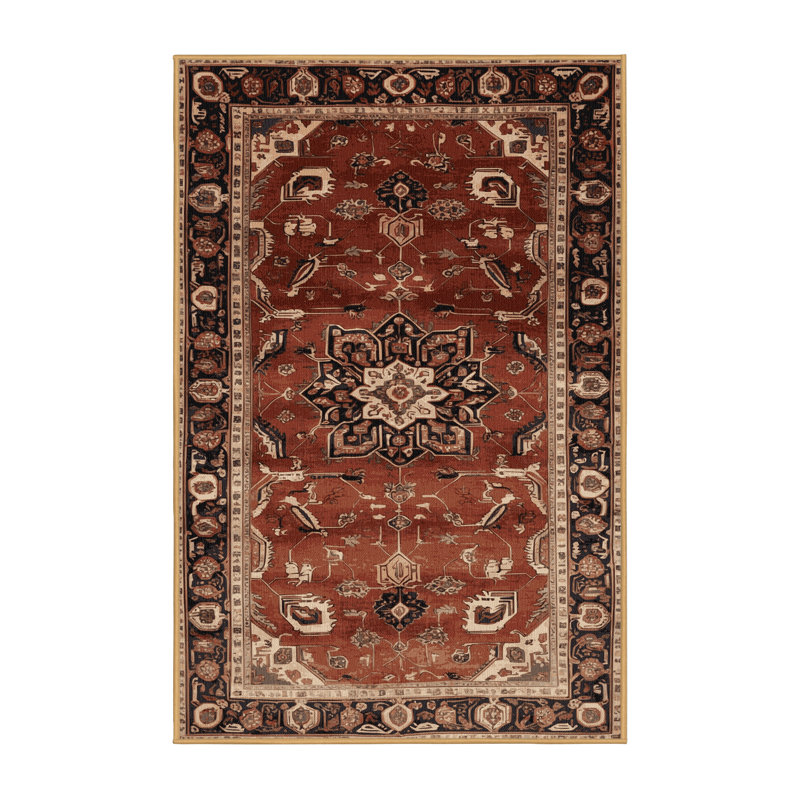 Tapis brun lavable à la machine, Rectangle 5 pi x 7 pi