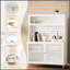 Armoire de cuisine, armoire de rangement haute avec portes en verre et tablettes réglables, armoire de cuisine, salon, salle à manger