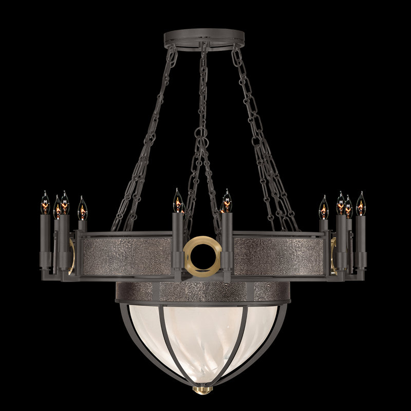 Lustre rond l 35,75 po Mirage, Galet / laiton / acier de minuit