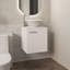 Meuble-lavabo flottant à une porte, avec lavabo vasque et une tablette, rangement pour salle de bain, blanc