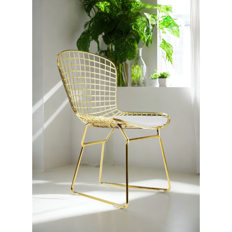 Chaise en métal, Blanc, Doré