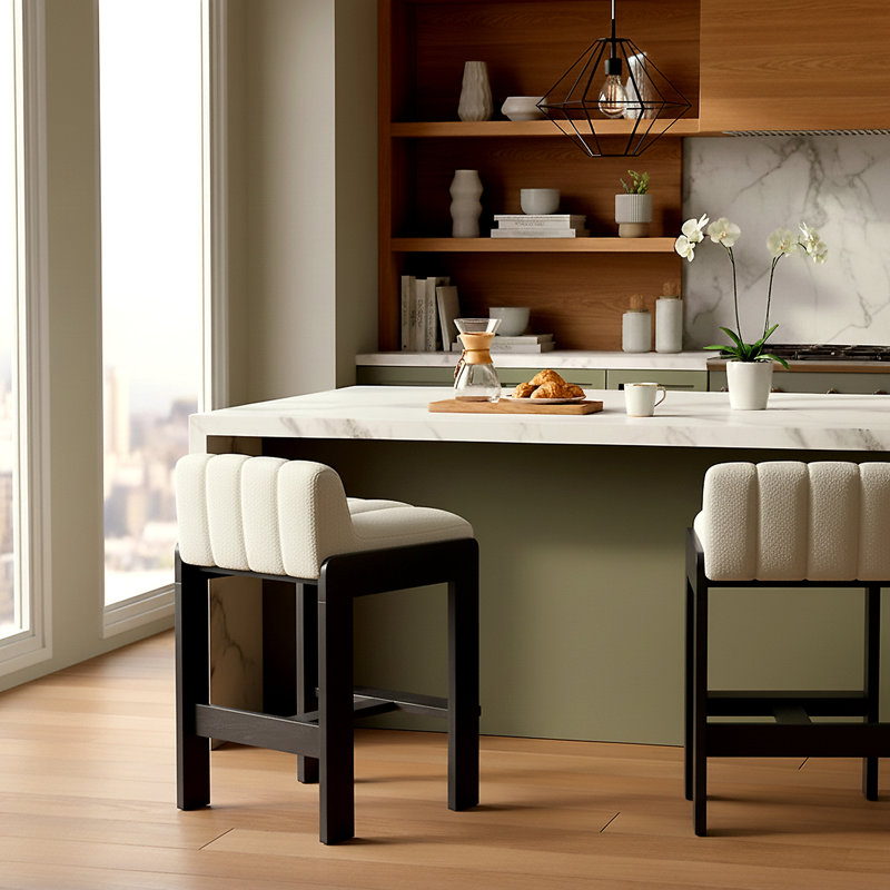 Zayne Boucle, Tabouret de comptoir (Siège d'une hauteur de 26,6, Noir