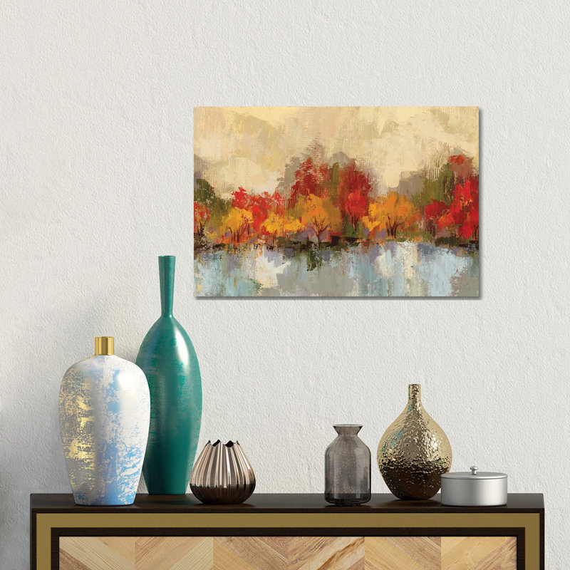 Autumn River Reflection by Silvia Vassileva - Gallery-Wrapped Canvas Giclée on Canvas, 30.48 cm H x 45.72 cm W