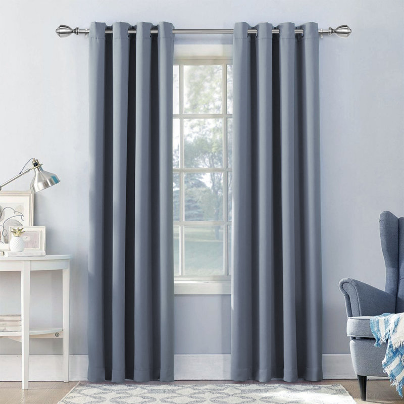 Adeline Steel Adjustable Single Curtain Rod, 28" - 48" W, Brushed Steel