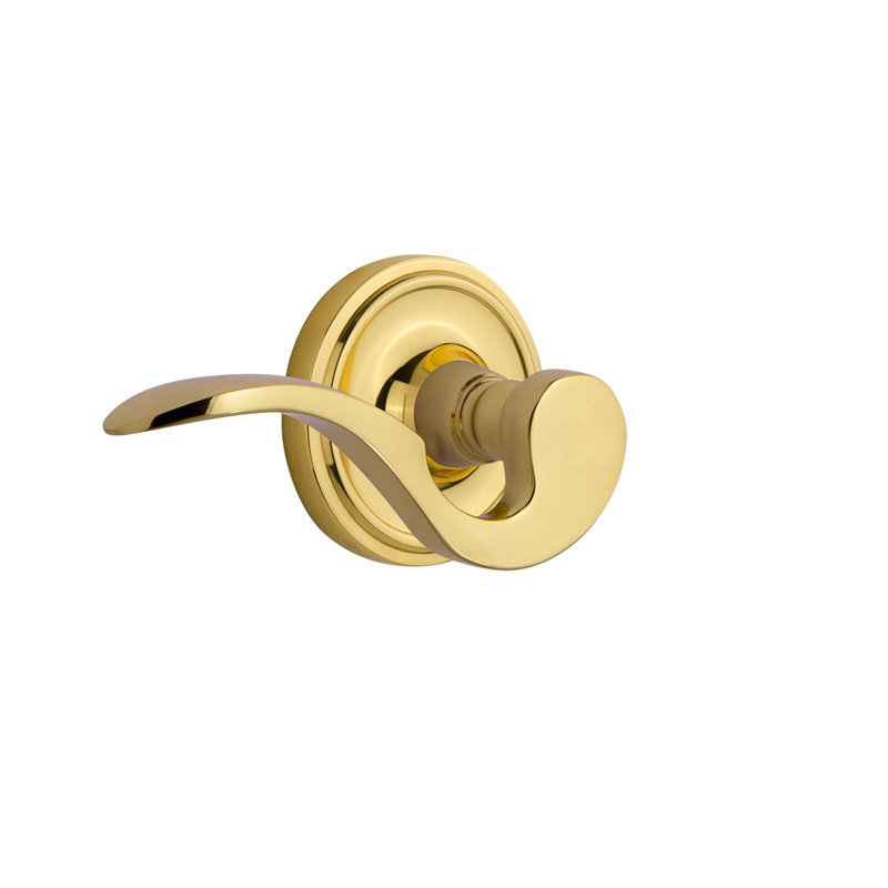 Classic Rosette Passage (Hall & Closet) with Swan Lever, 2.375", Left, Polished Brass