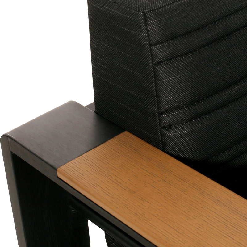 Ensemble de bras en V en forme de V: 2 canapés, 1 coin et une table basse. Structure en aluminium avec coussins, ensemble d'aspect noir: deux rembourrages hydrofuges, finition
