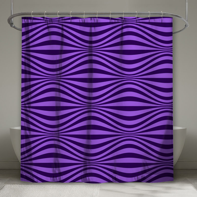 Rideaux de douche mauves à lignes ondulées mauves, L 70 po x H 84 po
