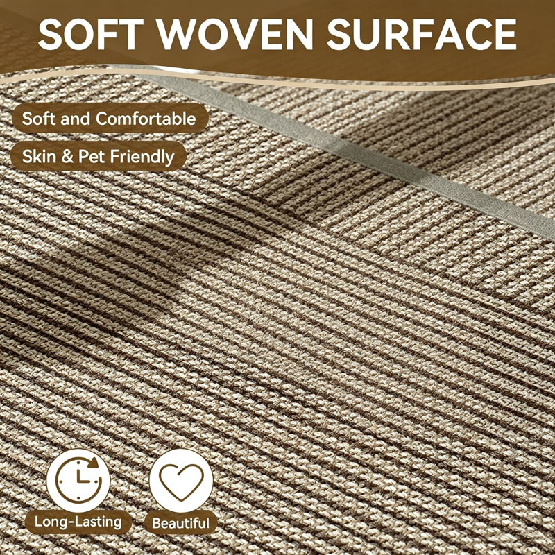 2-Piece Brown Non-Slip Washable Kitchen Rugs Set, 43x75cm & 43x120cm
