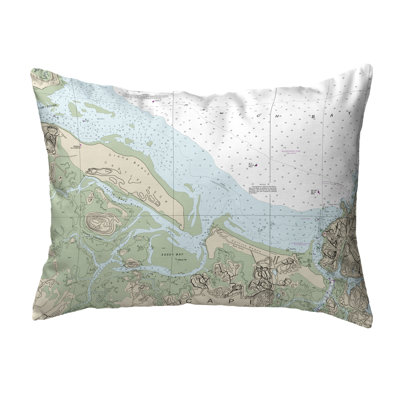 Nautical Map Outdoor Reversible Throw Pillow