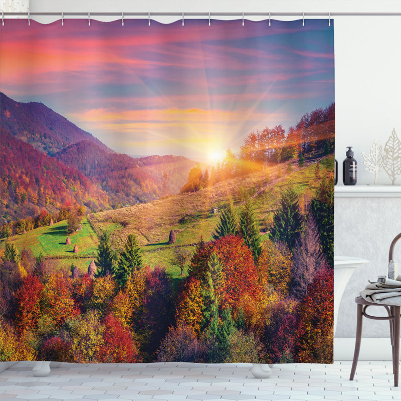 Shower Curtain with Hooks Included, 70" H x 69" W