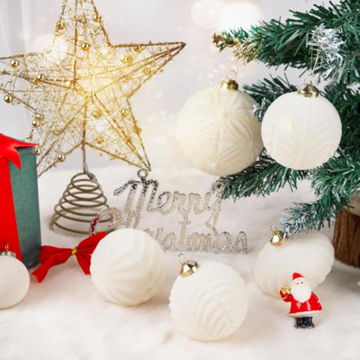 35 pièces de boules de Noël blanches - Décorations de boules de sapin de Noël incassables, 10 styles de décorations de Noël pour les fêtes, les fêtes, Noël