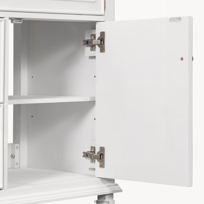Meuble-lavabo autoportant de 30 po avec comptoir d'évier, armoire en bois massif et panneau de fibres à densité moyenne avec 1 tiroir rabattable et 2 tiroirs, tablette réglable, blanc