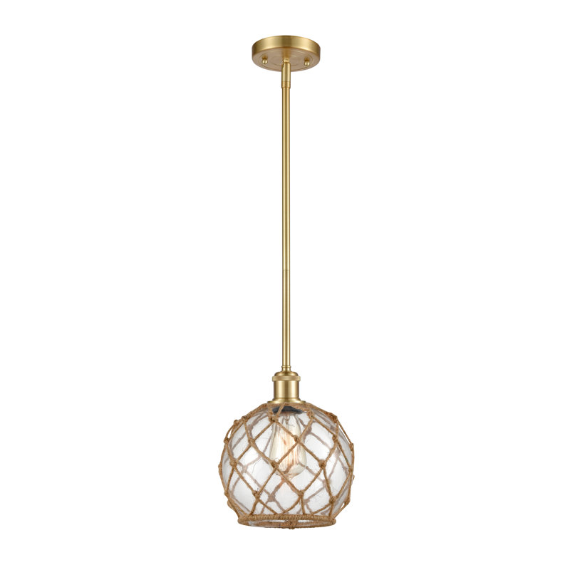 Luminaire suspendu sphère 1 lumière Tobey, Clair/Brun, H 10 pi x l 8 po x P 8 po, Or satiné