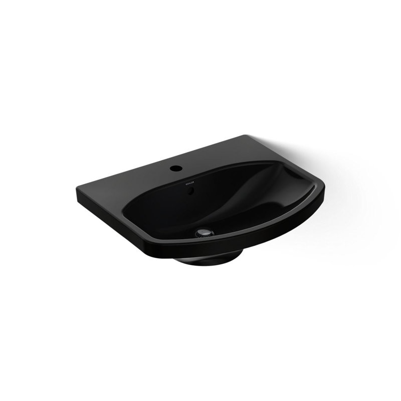 Cimarron® Vitreous China 23" Pedestal Bathroom Sink with Overflow, Black Black, Single Hole