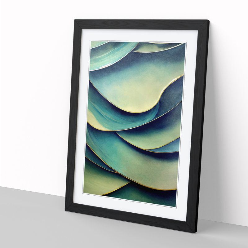 Ocean Sea Waves Abstract Vol.1 - Picture Frame Print, 46cm H x 34cm W x 2cm D, Oak