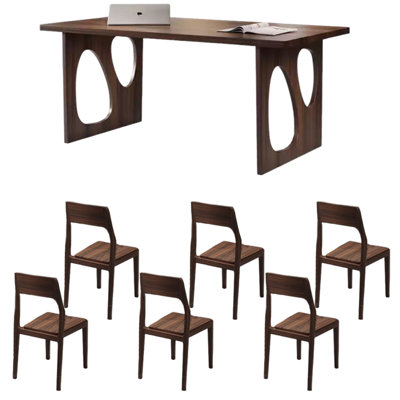 Walnut solid wood dining table set