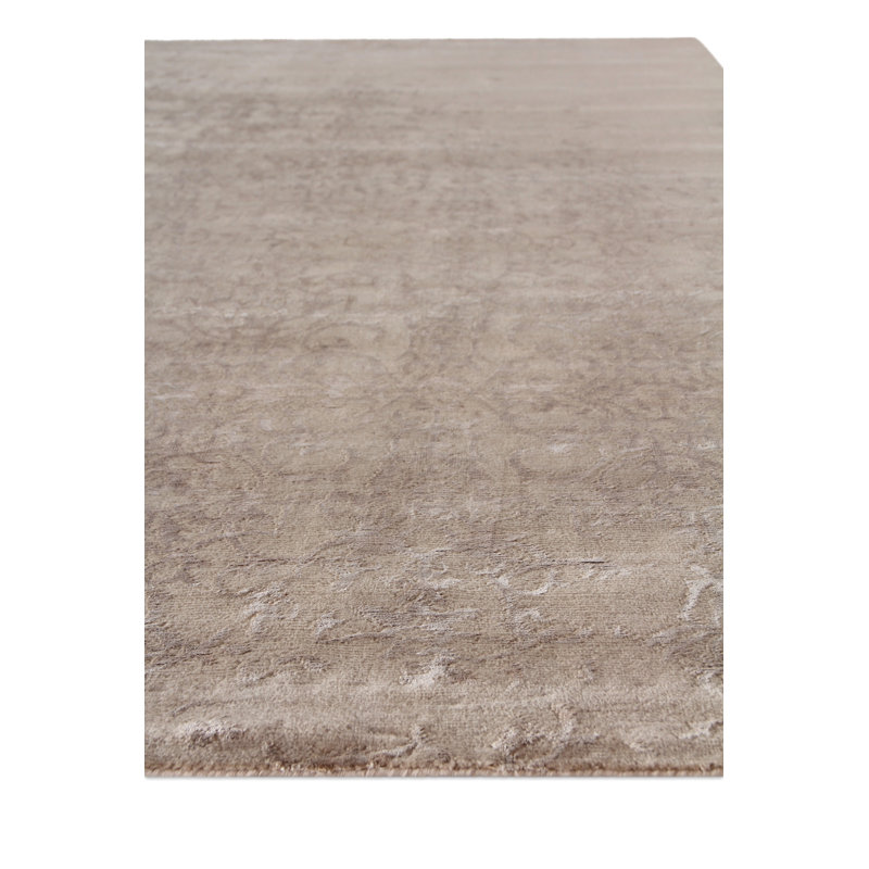 Damask Area Rug in Light Silver, Rectangle 10' x 14'