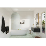 Maven 34 in. x 66.75 in. Frameless Arched Fluted Single Fixed Bath Panel