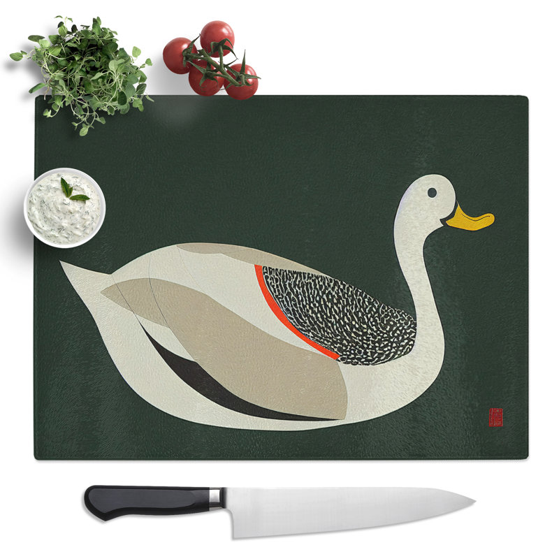 Eye Opening Duck Abstract  Glass Chopping Board