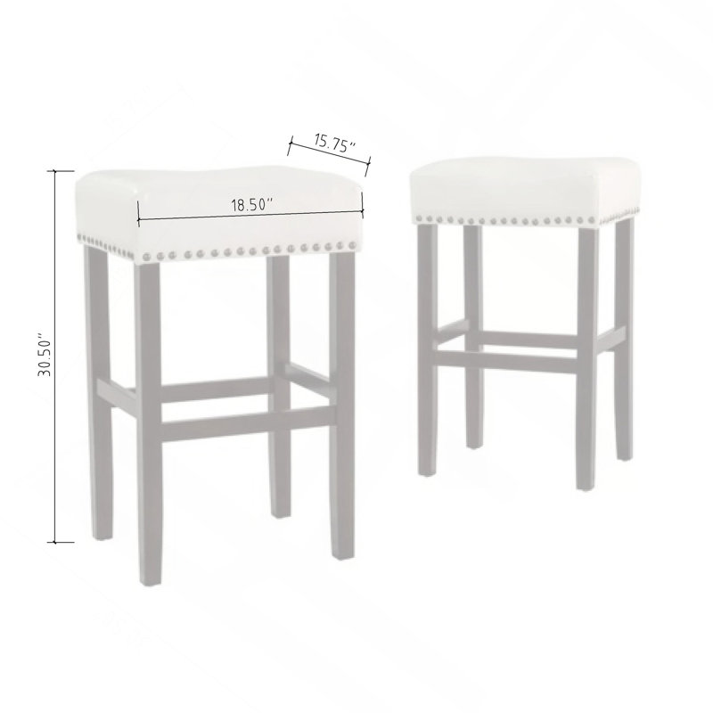 Tabouret de comptoir 30 po en simili cuir ivoire sans dossier (ensemble de 2)