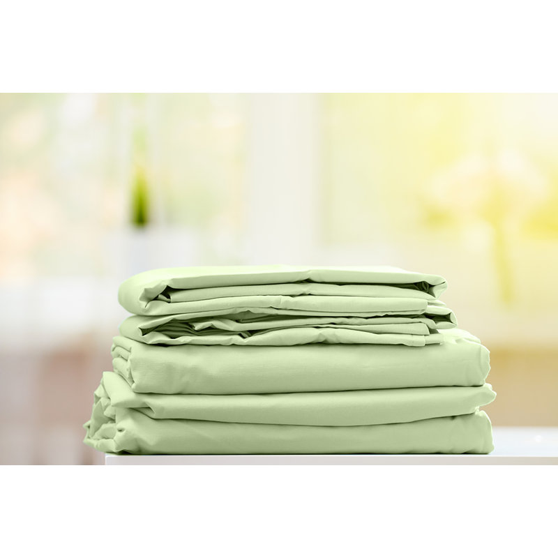  Hotel Quality 6 Piece Rayon From Bamboo Sheet Set, King + 4 Pillowcases, Light Olive