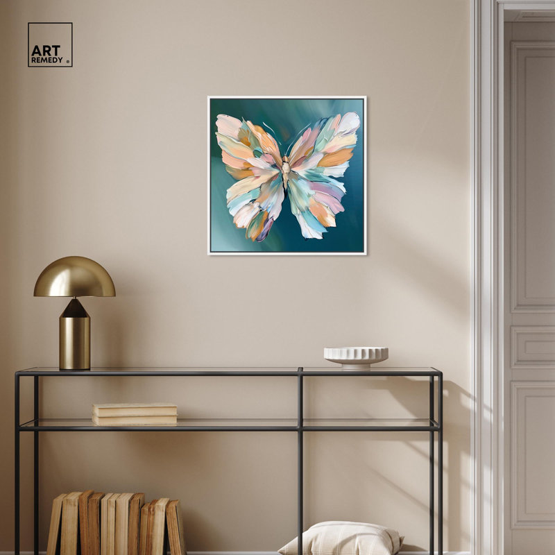 «Dreamscape Butterfly» par Art Remedy, H 21 po x l 21 po x P 1,8 po, Cadre flottant blanc
