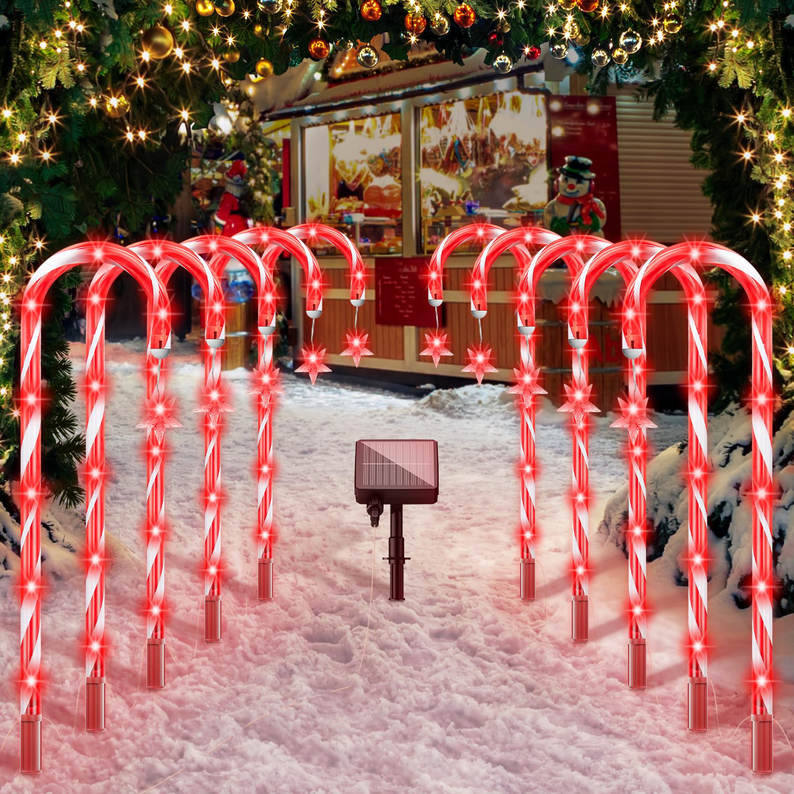 Zeki Shoggy Solar Christmas Decorations Outdoor,Candy Cane Lights Solar