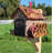 Amish Stone Mailbox, Handmade, with Waterwheel Design, Barn Style