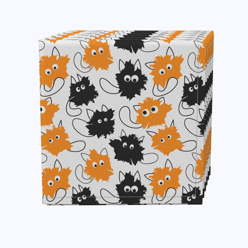 Polyester Floral Square Napkin, Goofy Funny Cats