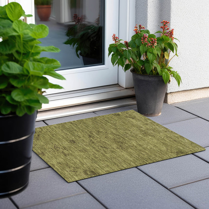 Chantille lavable à la machine intérieur / extérieur ACN1111 olive, Rectangle 1 pi 8 po x 2 pi 6 po