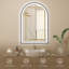 Miroir de salle de bain 24 po x 36 po à DEL, miroir mural arqué, noir
