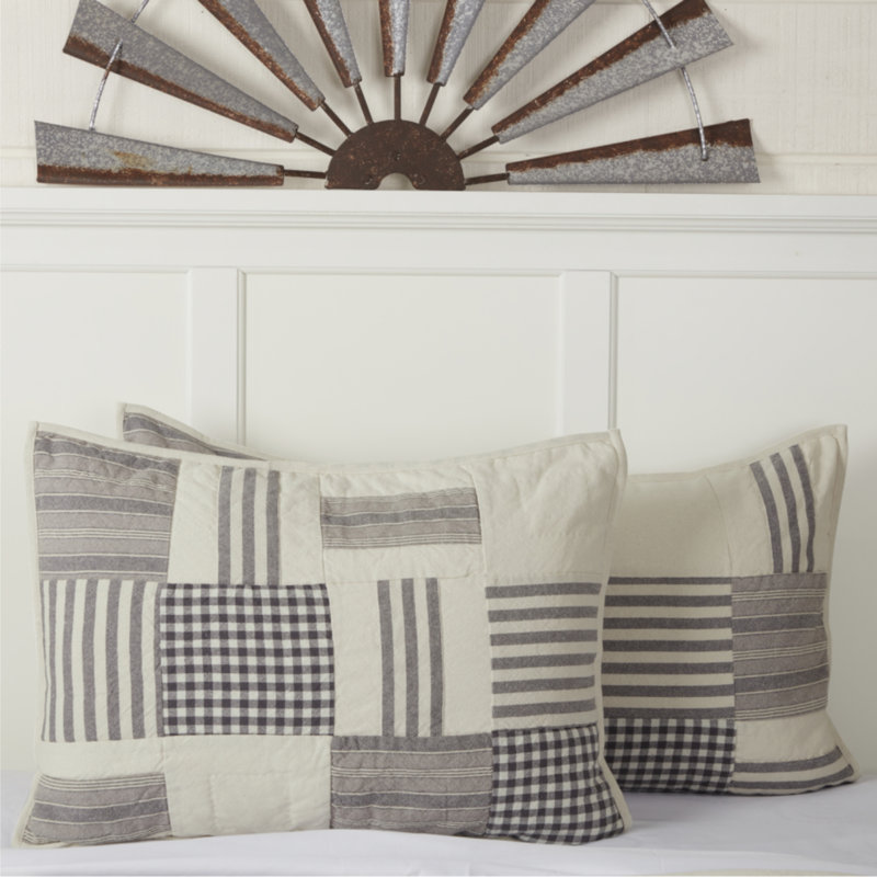 Gray Gables King Sham 37Lx21W, Gray Patchwork