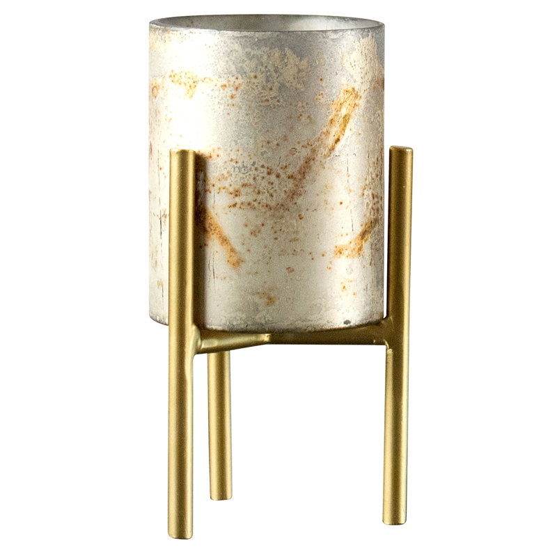 PORTE-BOUGIES EN VERRE DE mercure court argent, Or