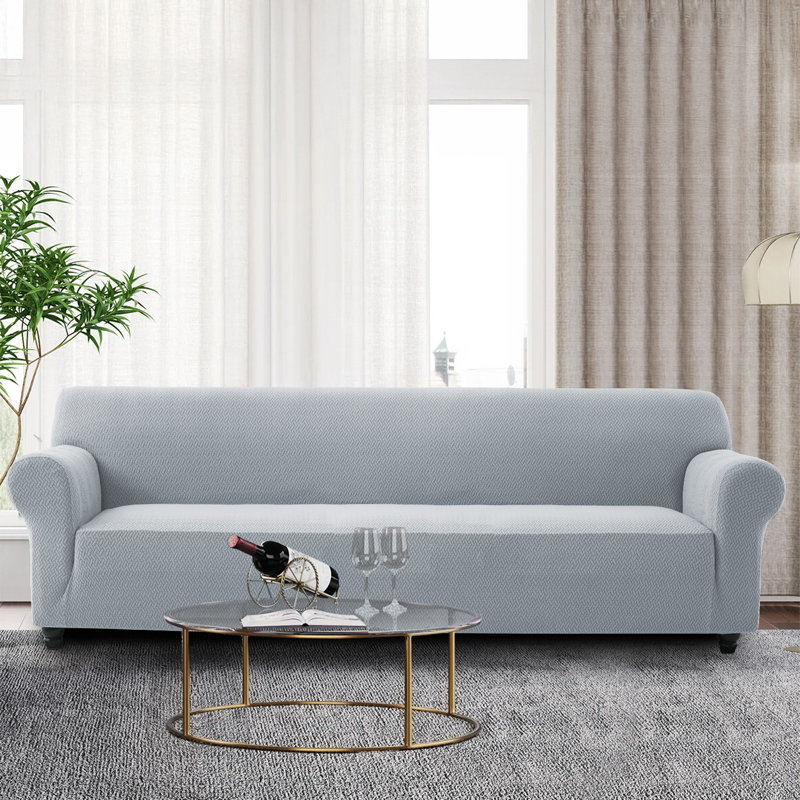 Spandax Sofa Cover Quilted Anti-Slip Couch Protector with Adjustable Strap, Silver, 335 X 218cm (4 Seater)