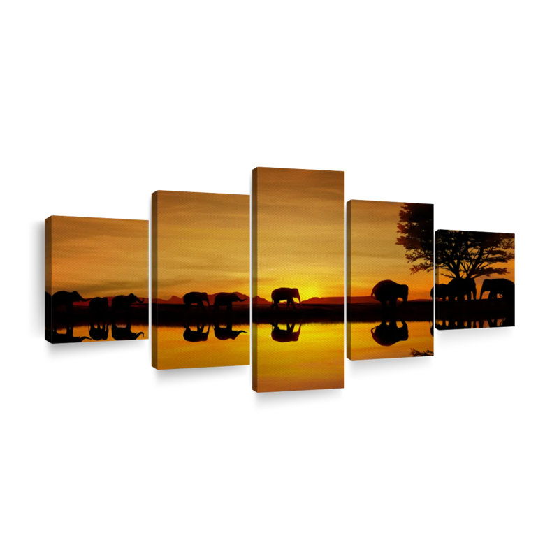 Safari, reproduction d'art sur toile, H 12 po x l 29 po x P 1 po