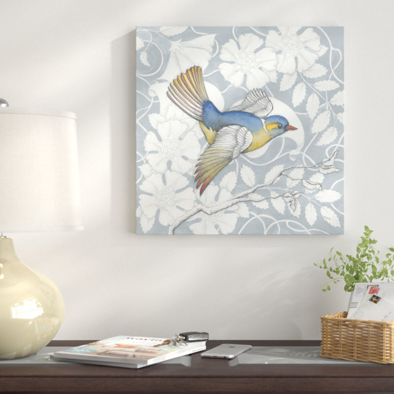 Art and Crafts Birds III Tone On Tone par Elyse Deneige - reproduction d'art sur toile tendue, H 24 po x l 24 po x P 1,5 po
