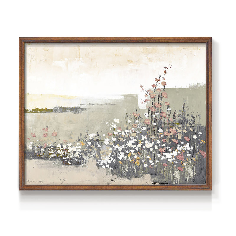 Soft Mordern Field - Reproduction encadrée - Restickable, H 11 po x l 14 po, Noyer