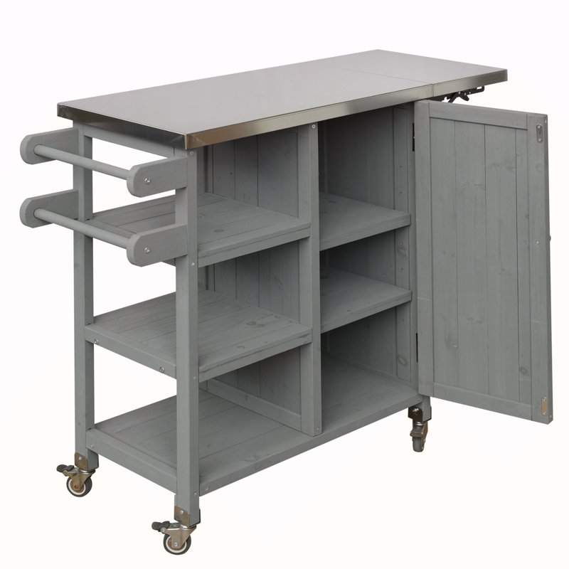 Station de préparation portative pliable pour îlot de cuisine pour îlot de cuisine pour l'extérieur, Gris